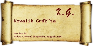 Kovalik Gréta névjegykártya